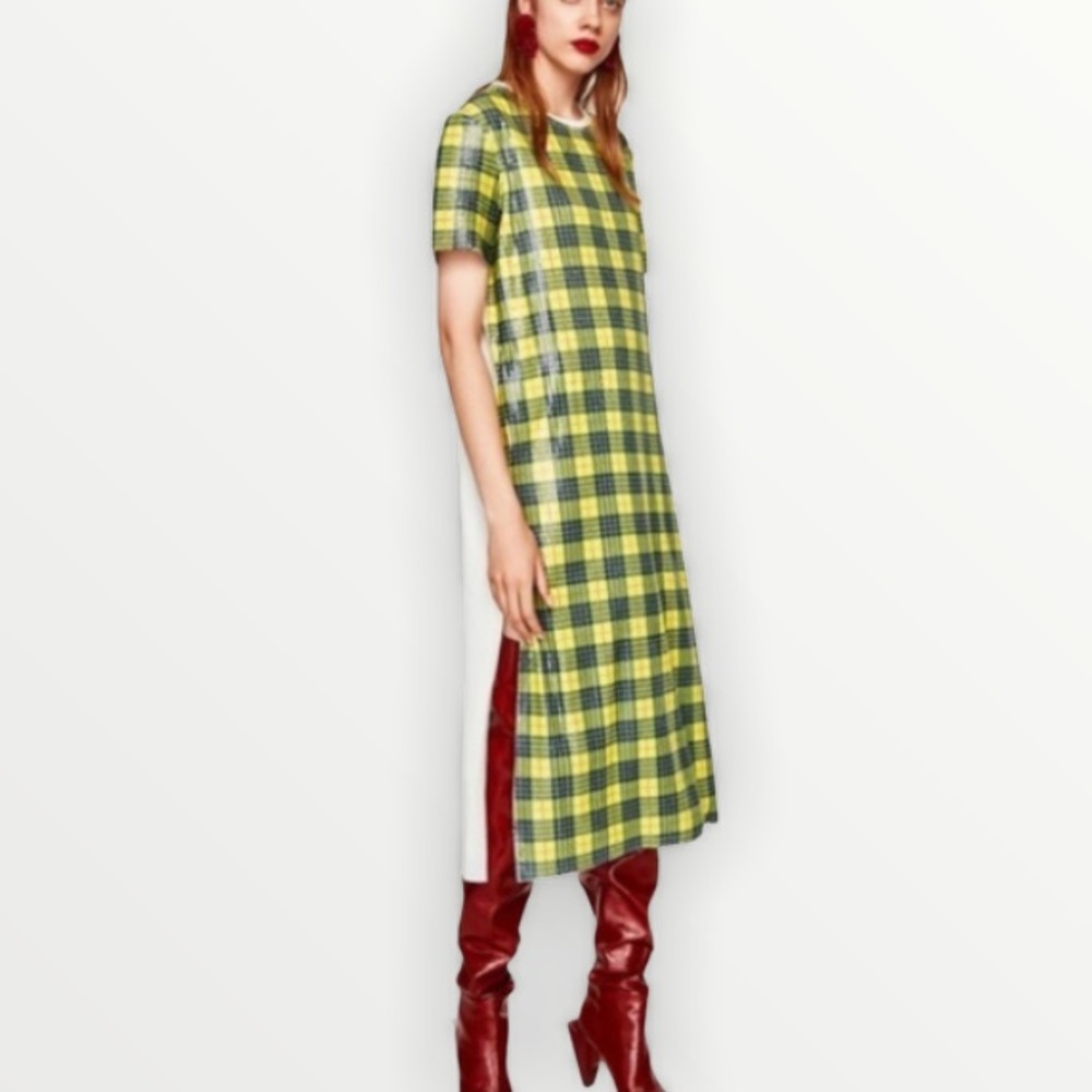 Zara Plaid Sequin Shirt Dress